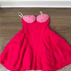 Free People Pink and Red Strapless Dress
